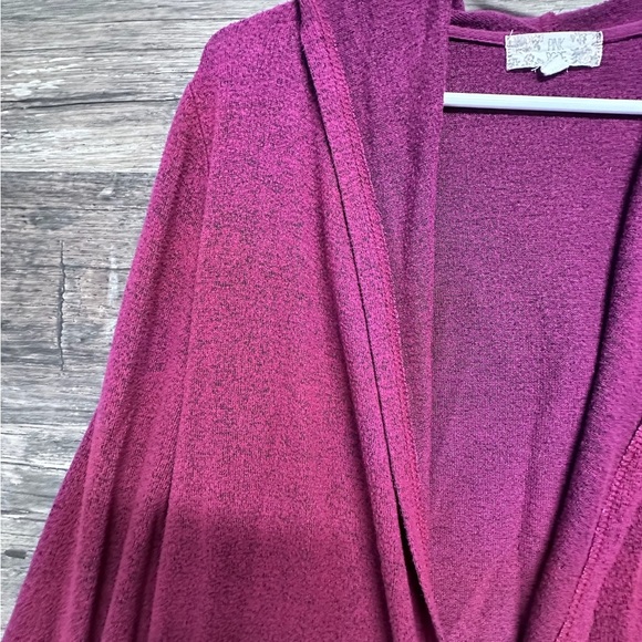 Pink Rose Cardigan with Long Sleeves and Shawl Collar - Picture 4 of 8